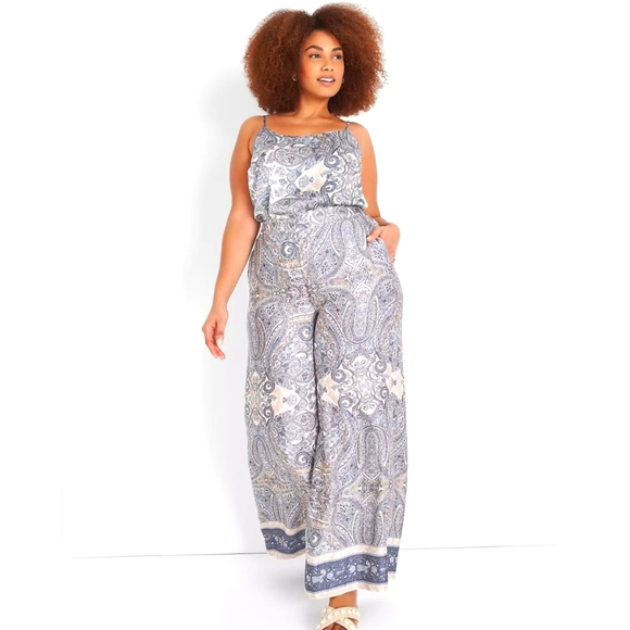 LANE BRYANT Tall Paisley Comfy Satin Wide Leg Pant, 24 LONG - Picture 4 of 4
